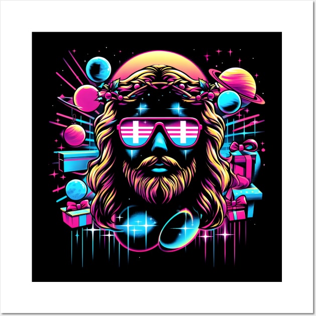 COOL SUNGLASS JESUS PLANETS RETRO 80'S NEON VIBE Wall Art by athirdcreatives